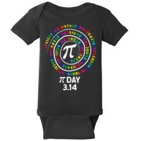 Pi Day Spiral Color Numbers 3 14 Happy Pi Day Baby Bodysuit