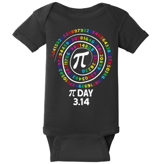 Pi Day Spiral Color Numbers 3 14 Happy Pi Day Baby Bodysuit