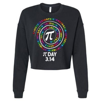 Pi Day Spiral Color Numbers 3 14 Happy Pi Day Cropped Pullover Crew