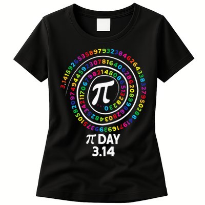Pi Day Spiral Color Numbers 3 14 Happy Pi Day Womens T-Shirt