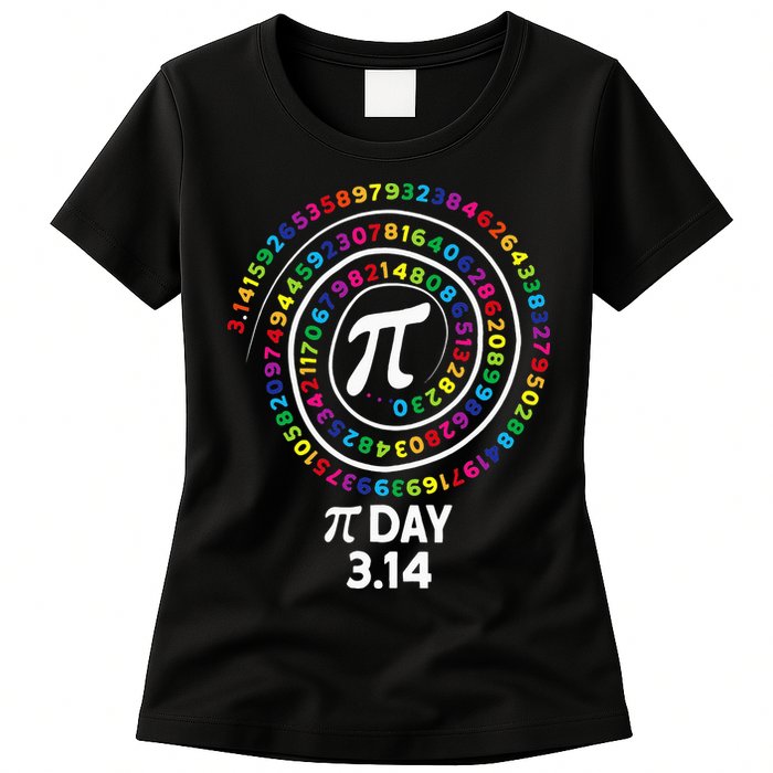 Pi Day Spiral Color Numbers 3 14 Happy Pi Day Womens T-Shirt
