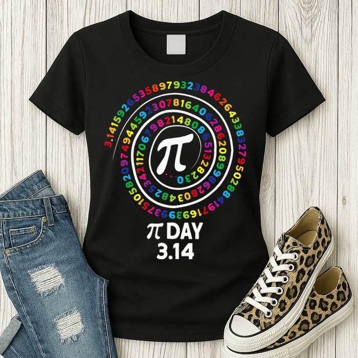 Pi Day Spiral Color Numbers 3 14 Happy Pi Day Womens T-Shirt