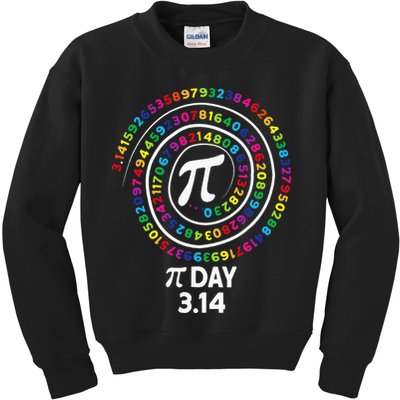 Pi Day Spiral Color Numbers 3 14 Happy Pi Day Kids Sweatshirt