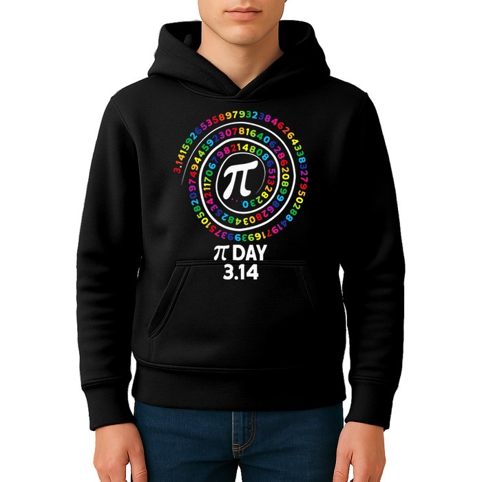 Pi Day Spiral Color Numbers 3 14 Happy Pi Day Kids Hoodie