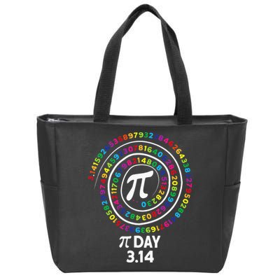 Pi Day Spiral Color Numbers 3 14 Happy Pi Day Zip Tote Bag