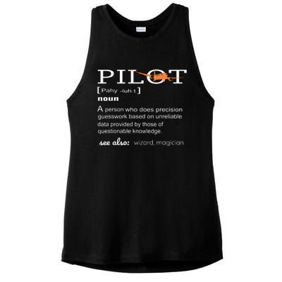 Pilot Definition Shirts Who Lover Funny Airplane Aircraft Ladies PosiCharge Tri-Blend Wicking Tank