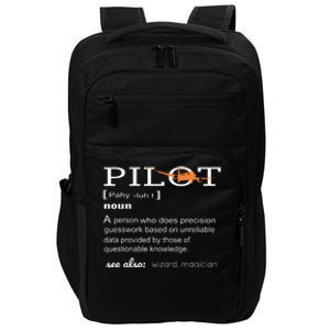 Pilot Definition Shirts Who Lover Funny Airplane Aircraft Impact Tech Backpack