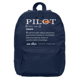 Pilot Definition Shirts Who Lover Funny Airplane Aircraft 16 in Basic Backpack