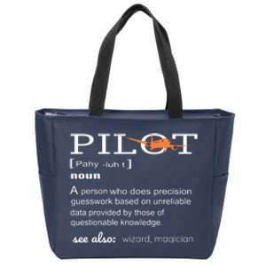 Pilot Definition Shirts Who Lover Funny Airplane Aircraft Zip Tote Bag