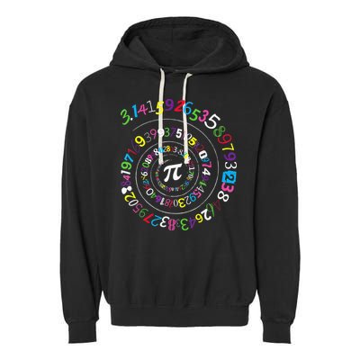 Pi Day Spiral Pi Color Numbers Teacher Student Garment-Dyed Fleece Hoodie