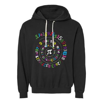 Pi Day Spiral Pi Color Numbers Teacher Student Garment-Dyed Fleece Hoodie