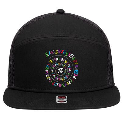 Pi Day Spiral Pi Color Numbers Teacher Student 7 Panel Mesh Trucker Snapback Hat