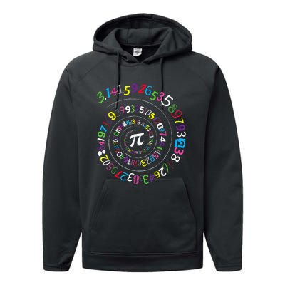 Pi Day Spiral Pi Color Numbers Teacher Student Performance Fleece Hoodie