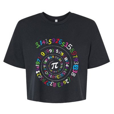 Pi Day Spiral Pi Color Numbers Teacher Student Bella+Canvas Jersey Crop Tee