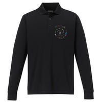 Pi Day Spiral Pi Color Numbers Teacher Student Performance Long Sleeve Polo