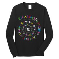 Pi Day Spiral Pi Color Numbers Teacher Student Long Sleeve Shirt