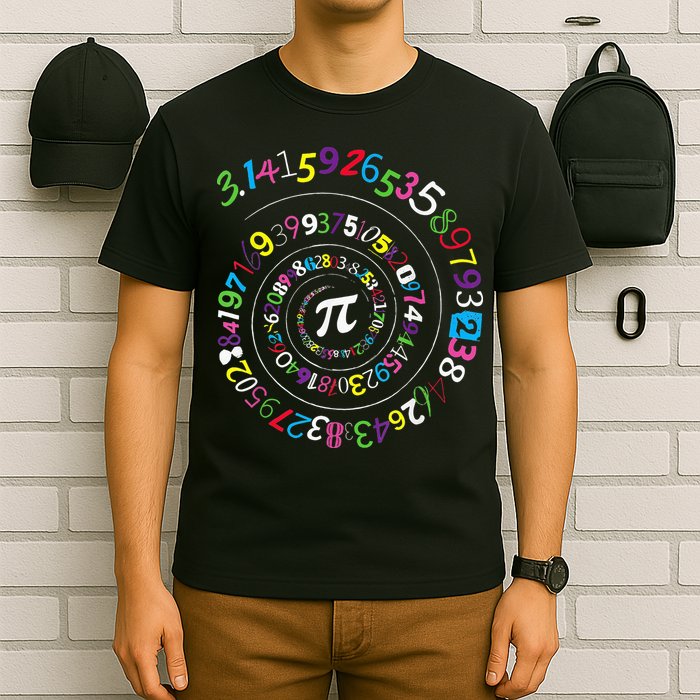 Pi Day Spiral Pi Color Numbers Teacher Student T-Shirt