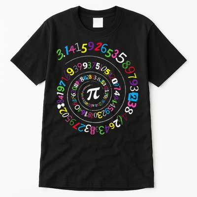 Pi Day Spiral Pi Color Numbers Teacher Student Tall T-Shirt