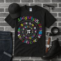 Pi Day Spiral Pi Color Numbers Teacher Student Tall T-Shirt