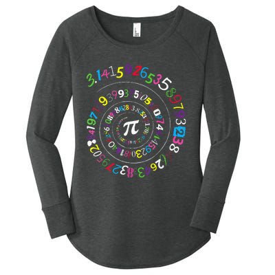 Pi Day Spiral Pi Color Numbers Teacher Student Women's Perfect Tri Tunic Long Sleeve Shirt