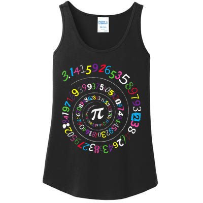 Pi Day Spiral Pi Color Numbers Teacher Student Ladies Essential Tank