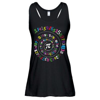 Pi Day Spiral Pi Color Numbers Teacher Student Ladies Essential Flowy Tank