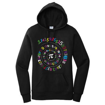 Pi Day Spiral Pi Color Numbers Teacher Student Women's Pullover Hoodie