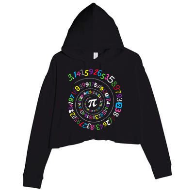 Pi Day Spiral Pi Color Numbers Teacher Student Crop Fleece Hoodie