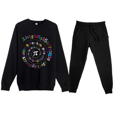 Pi Day Spiral Pi Color Numbers Teacher Student Premium Crewneck Sweatsuit Set