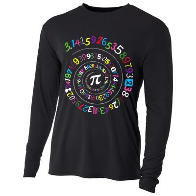 Pi Day Spiral Pi Color Numbers Teacher Student Cooling Performance Long Sleeve Crew
