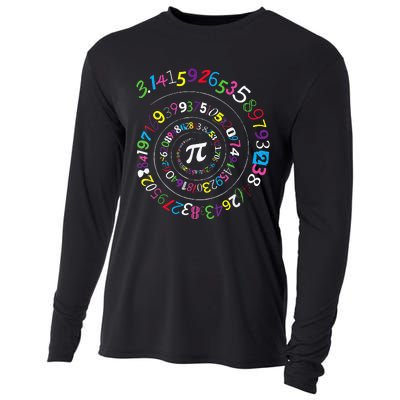 Pi Day Spiral Pi Color Numbers Teacher Student Cooling Performance Long Sleeve Crew