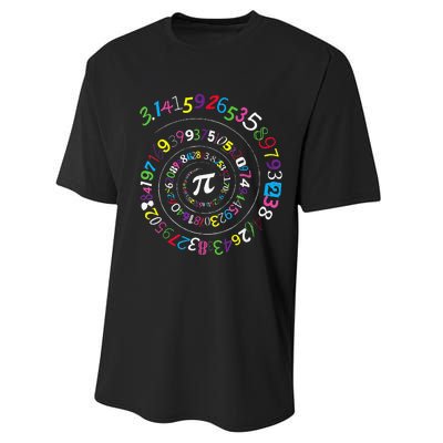 Pi Day Spiral Pi Color Numbers Teacher Student Performance Sprint T-Shirt