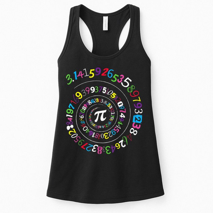 Pi Day Spiral Pi Color Numbers Teacher Student Womens Tank Top