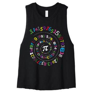 Pi Day Spiral Pi Color Numbers Teacher Student Women's Racerback Cropped Tank