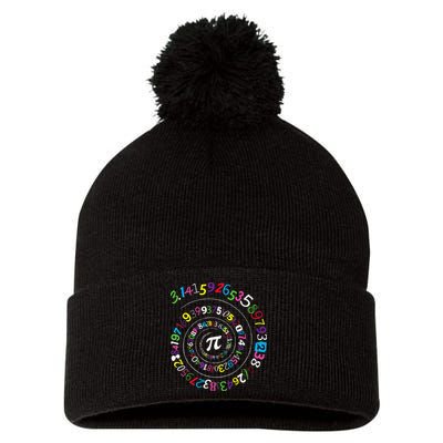 Pi Day Spiral Pi Color Numbers Teacher Student Pom Pom 12in Knit Beanie