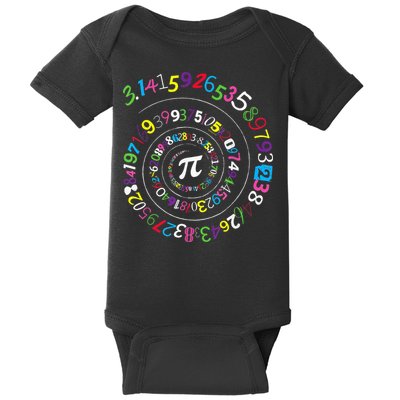 Pi Day Spiral Pi Color Numbers Teacher Student Baby Bodysuit