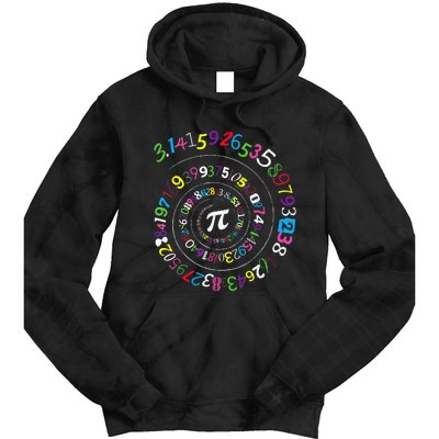 Pi Day Spiral Pi Color Numbers Teacher Student Tie Dye Hoodie