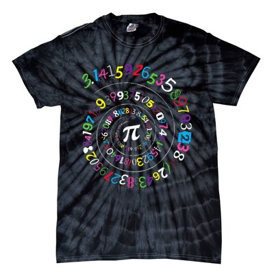 Pi Day Spiral Pi Color Numbers Teacher Student Tie-Dye T-Shirt