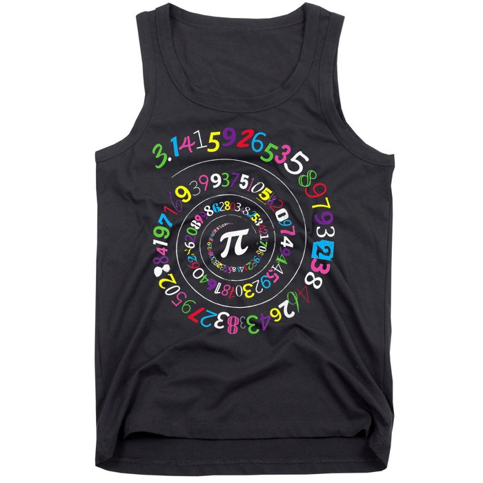 Pi Day Spiral Pi Color Numbers Teacher Student Tank Top