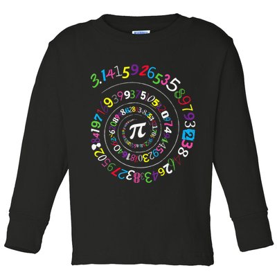 Pi Day Spiral Pi Color Numbers Teacher Student Toddler Long Sleeve Shirt