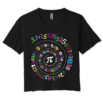 Pi Day Spiral Pi Color Numbers Teacher Student Crop Top