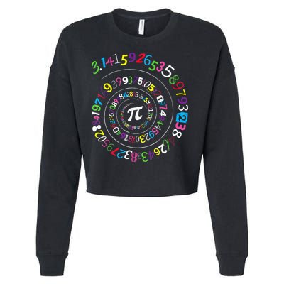 Pi Day Spiral Pi Color Numbers Teacher Student Cropped Pullover Crew