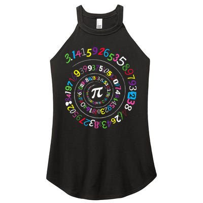 Pi Day Spiral Pi Color Numbers Teacher Student Women's Perfect Tri Rocker Tank
