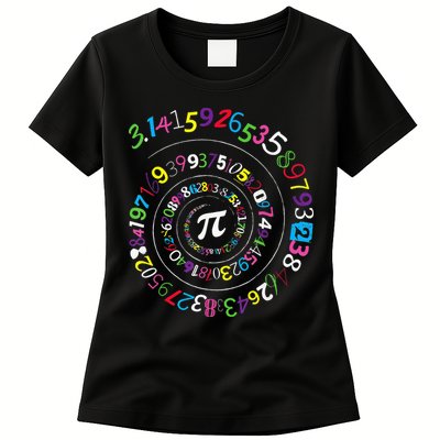 Pi Day Spiral Pi Color Numbers Teacher Student Womens T-Shirt