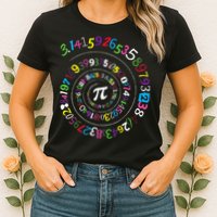 Pi Day Spiral Pi Color Numbers Teacher Student Womens T-Shirt