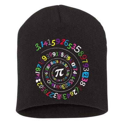 Pi Day Spiral Pi Color Numbers Teacher Student Short Acrylic Beanie