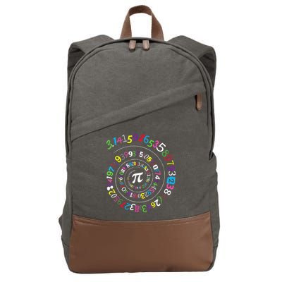 Pi Day Spiral Pi Color Numbers Teacher Student Cotton Canvas Backpack