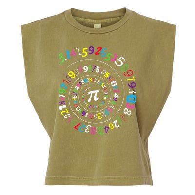 Pi Day Spiral Pi Color Numbers Teacher Student Garment-Dyed Women's Muscle Tee