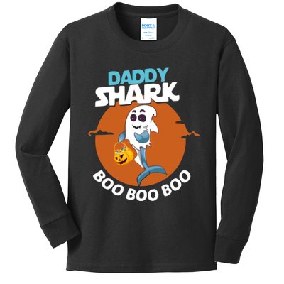 Premium Daddy Shark Boo Boo Boo Shark Ghost Halloween Kids Long Sleeve Shirt