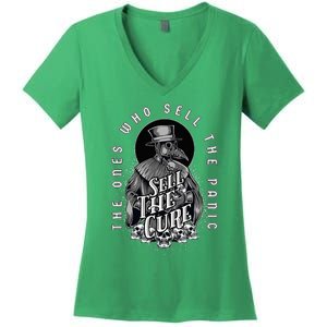 Plague Doctor Sell The Panic Sell The Cure Women's V-Neck T-Shirt